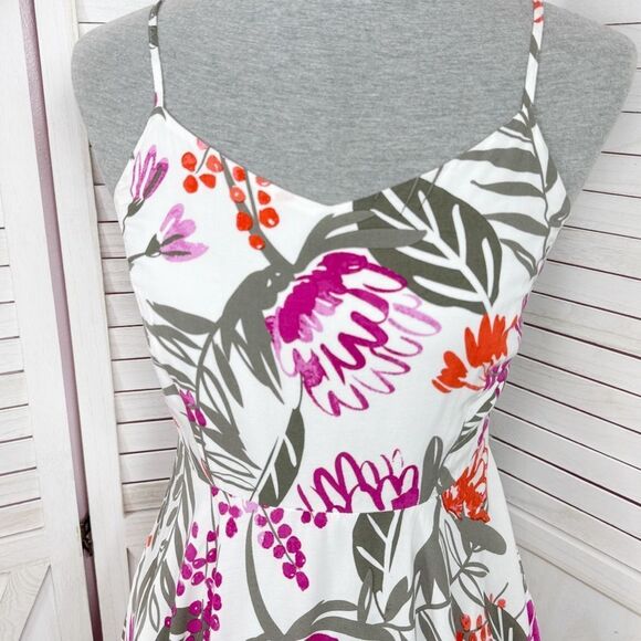 Old Navy Tropical Floral Print Cami Sundress Fit Flare White Pink Small - Picture 5 of 14